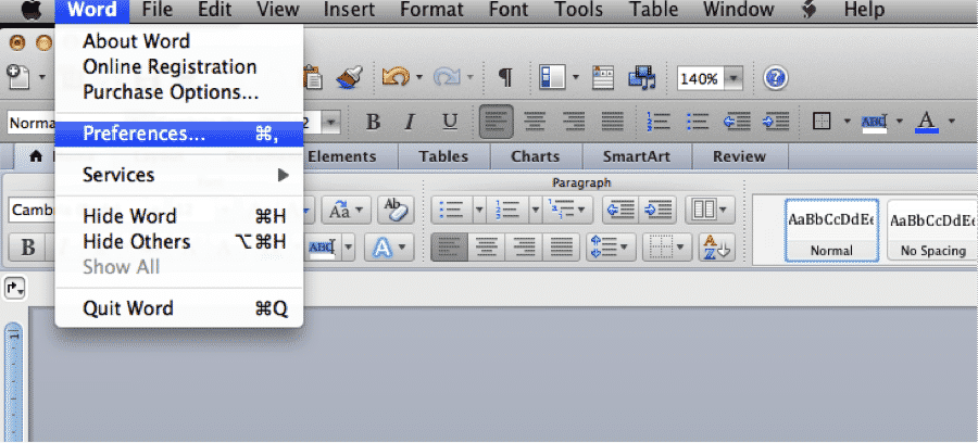 restore microsoft word default settings for mac